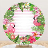 Lofaris Red-Crowned Crane Leaves Round Happy Birthday Backdrop